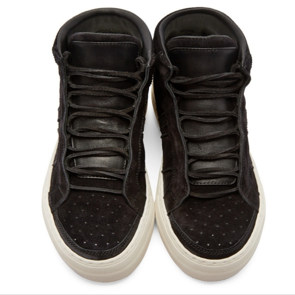 Helmut Lang High top Sneakers 001 Black Suede Lace-up Tennis Shoes Euro 36 1/2